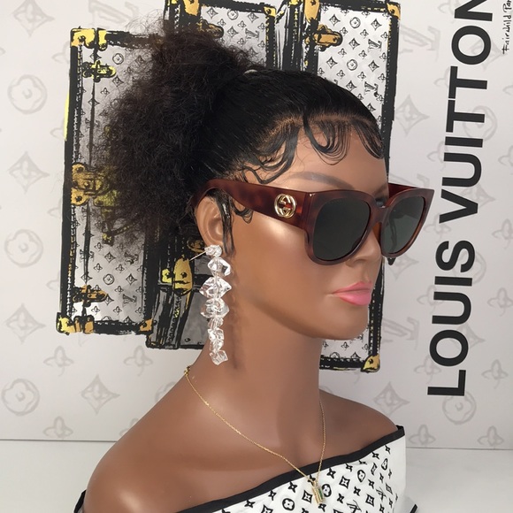 New  - GUCCI Brown Tortoise Shell Acetate Oversized Frame  GG0142SA - Picture 7 of 17